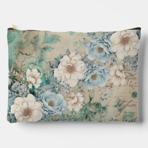 Bolsa de maquillaje floral Shabby Chic Verde azula