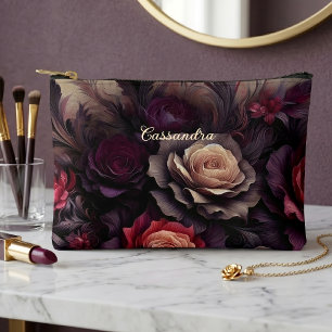 Bolsa de maquillaje gótico de rosa personalizada y