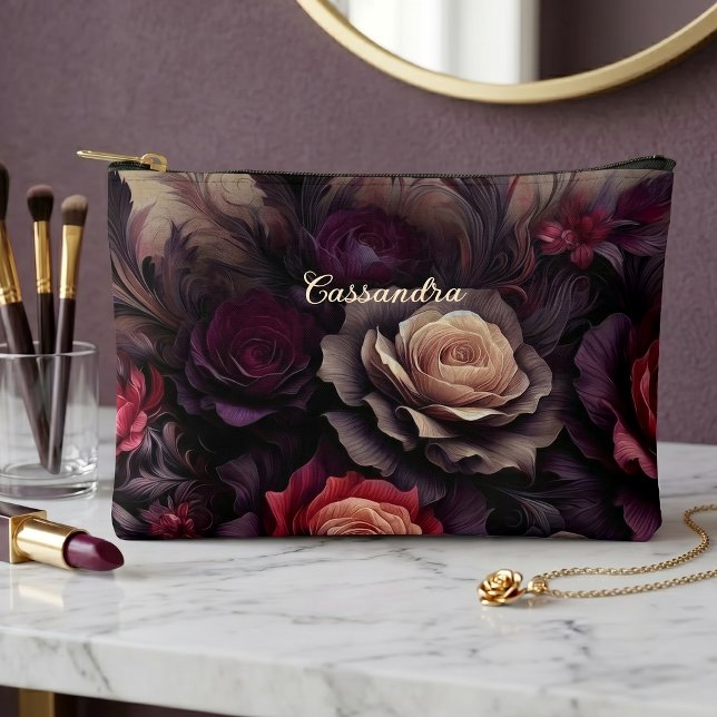 Bolsa de maquillaje gótico de rosa personalizada y (Subido por el creador)