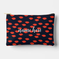 Bolsa de maquillaje personalizada con labios rojos