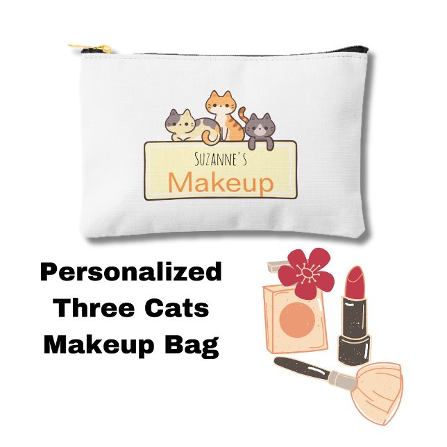 Bolsa de maquillaje personalizada de tres gatos (Subido por el creador)