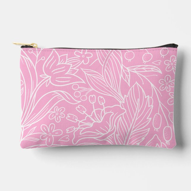 Bolsa de maquillaje/tocador de esténcil rosa (Anverso)