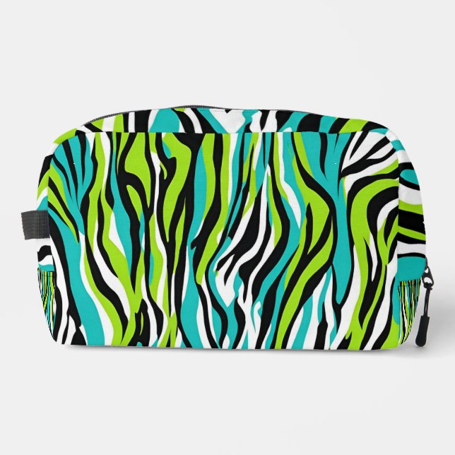 Bolsa de maquillaje Verde azulado Azul Zebra Anima (Anverso)