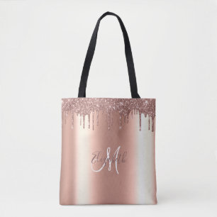 Bolsa de metal con iniciales rosa en oro rosa