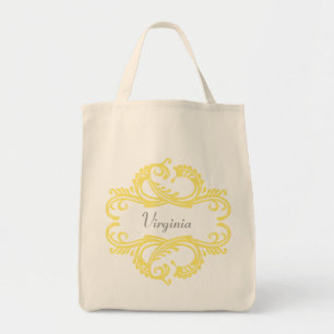 Bolsa de Moda amarilla Damask Tote