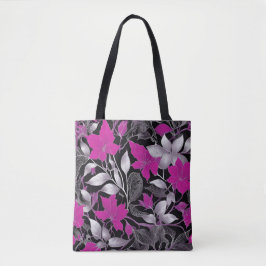 Bolsa de moda Floral Tote con hojas rosadas y plat