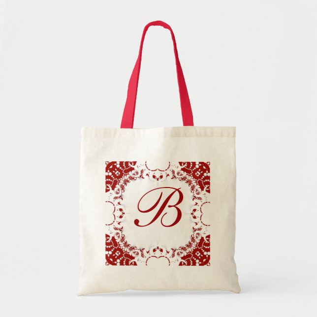 Bolsa de Monograma de Lace Blanco Rojo (Frente)