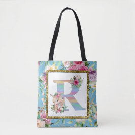 Bolsa de monograma floral de unicornio