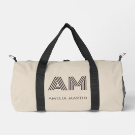 Bolsa de monograma personalizada geométrica beige