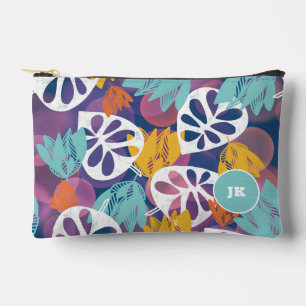Bolsa de monograma tropical azul bonita impresión