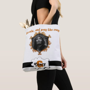 Bolsa de monogramas Jesus Mantén la calma y reza c