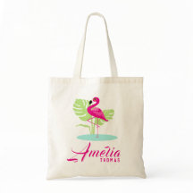 Bolsa de nombres personalizada de flamingo rosa