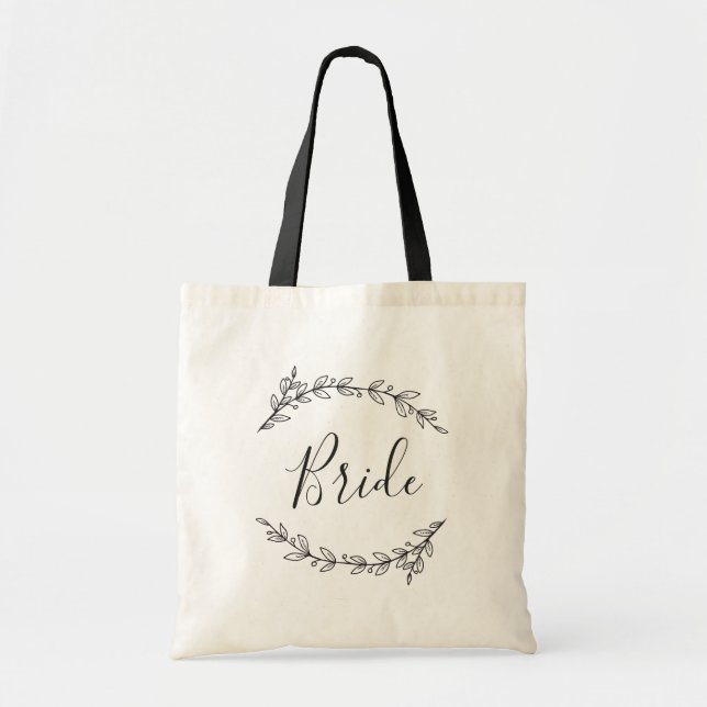Bolsa de novia. Boda botánica en blanco y negro (Frente)