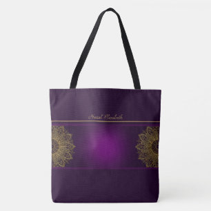 Bolsa de oro de Mandala morado monograma púrpura