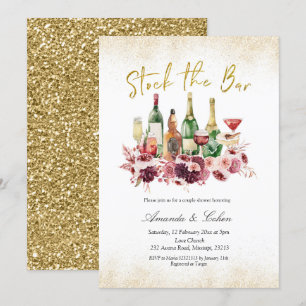 Bolsa de oro la invitación a la ducha de la pareja