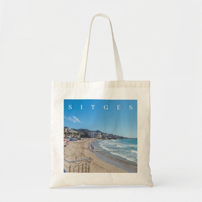 Bolsa de paja con vistas a la playa de Sitges (Frente)