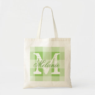 Bolsa de pan de gingham verde personalizada