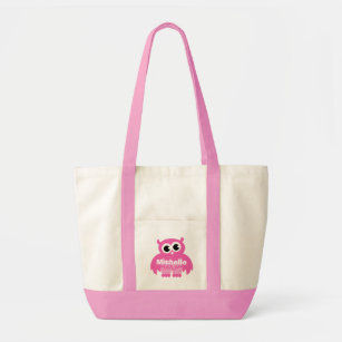 Bolsa de pañales de búho rosa con nombre de bebé p