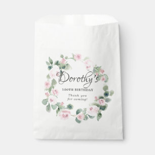Bolsa De Papel 100.º cumpleaños Eucaliptus floral rosa