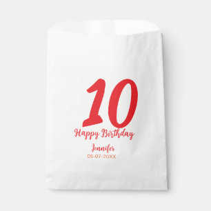 Bolsa De Papel 10.ª fecha de adición de cumpleaños año plantilla