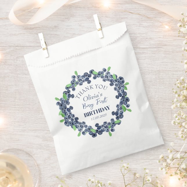 Bolsa De Papel 1.ª fiesta de cumpleaños: Beberry Blueberry Baby G (Cortado)