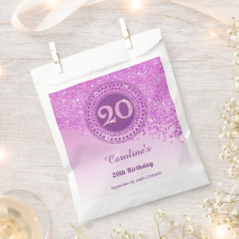 Bolsa De Papel 20th Birthday | Sparkling Pink Gold Glitter