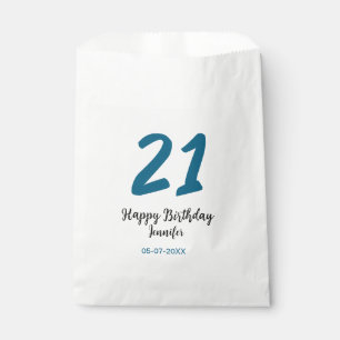 Bolsa De Papel 21 cumpleaños negrita letra azul simple mínimo