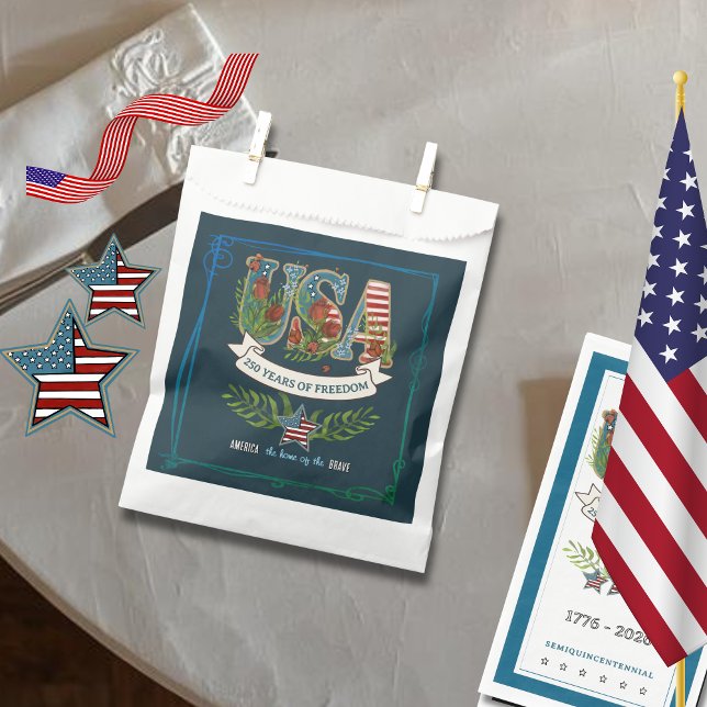 Bolsa De Papel 250 Years of Freedom Midnight Blue Elegant  (250 Years of Freedom Midnight Blue Elegant Favor Bag)