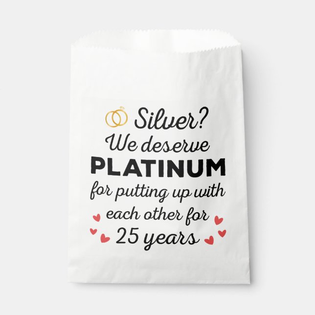 Bolsa De Papel 25 Aniversario Boda I - Pareja Graciosa de Plata (Anverso)