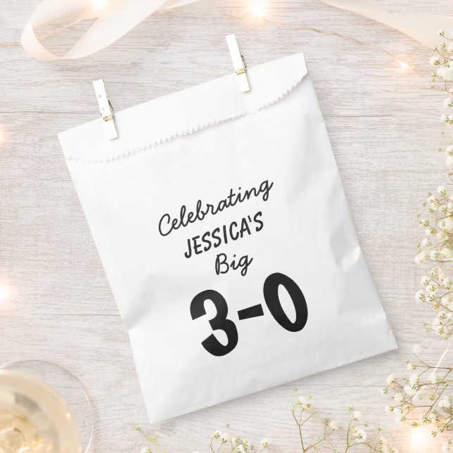 Bolsa De Papel 30.º Cumpleaños Suministros Fiestas Personalizados (Cortado)