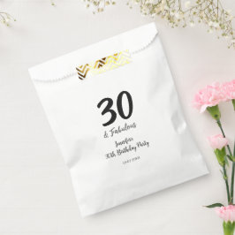 Bolsa De Papel 30 cumpleaños añadir nombre fecha año negro