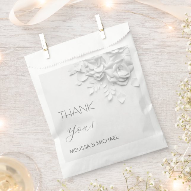 Bolsa De Papel 3D Paper Cut Roses Wedding Thank You (Cortado)