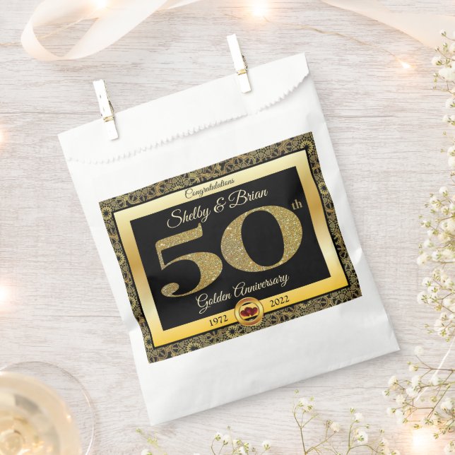 Bolsa De Papel 50º Aniversario de Bodas de Oro (Cortado)