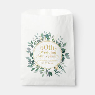 Bolsa De Papel 50.º Aniversario Boda Tipografía de Oro Vegetación