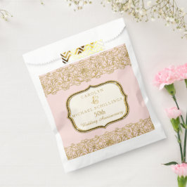 Bolsa De Papel 50.º Aniversario del Boda Dorado Celebración Rosa