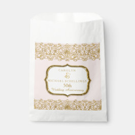 Bolsa De Papel 50.º Aniversario del Boda Dorado Celebración Rosa