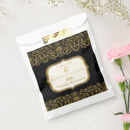 Bolsa De Papel 50.º Aniversario del Boda Dorado Negro n Oro