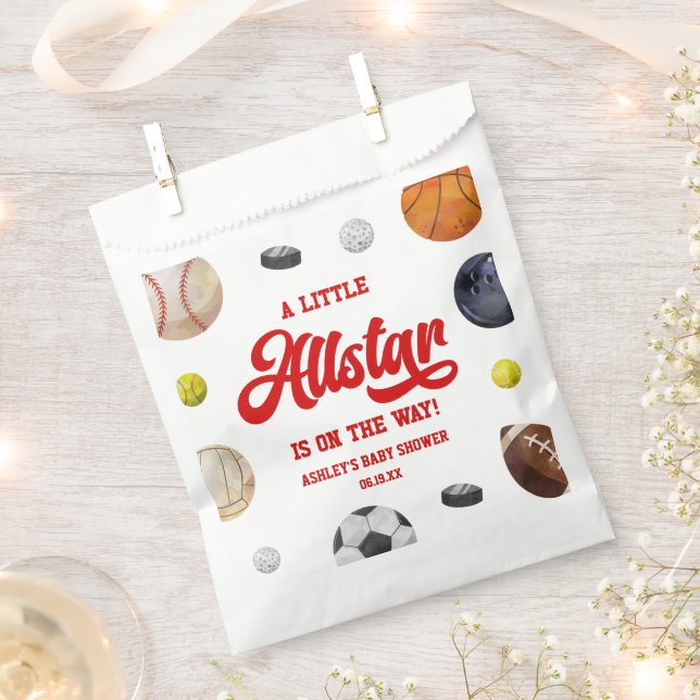 Bolsa De Papel A Little Allstar Is On The Way! Sports Baby Shower (Cortado)