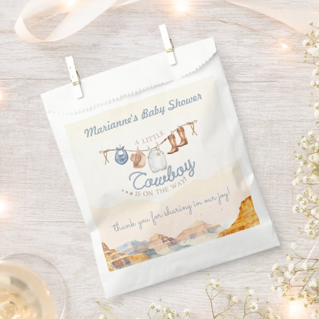 Bolsa De Papel A Little Cowboy Western Canyon Baby Shower (Cortado)
