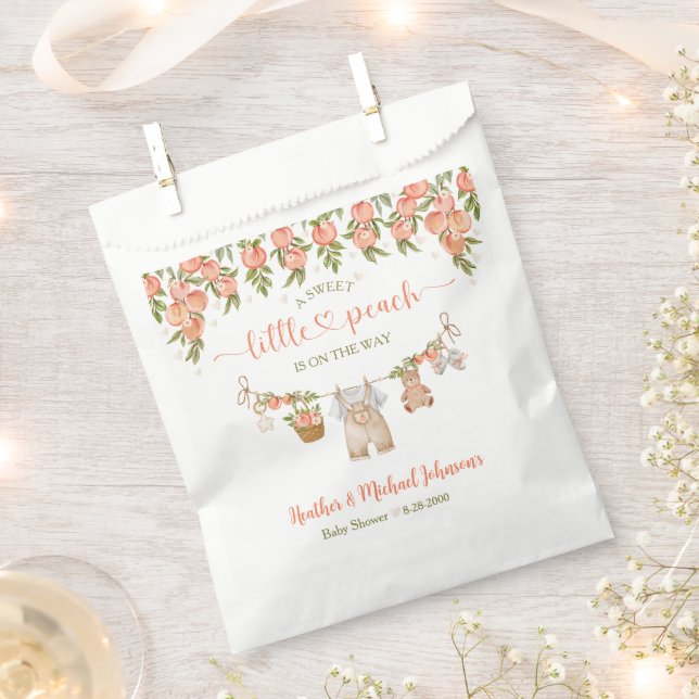 Bolsa De Papel A Sweet Little Peach Clothesline Boy Baby Shower (Cortado)