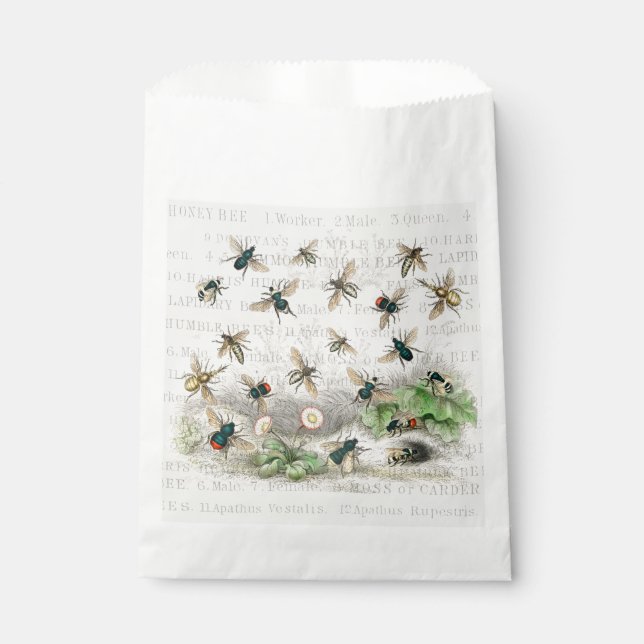 Bolsa De Papel Abeja Miel Trabajador Reina Abejas Antigüo (Anverso)