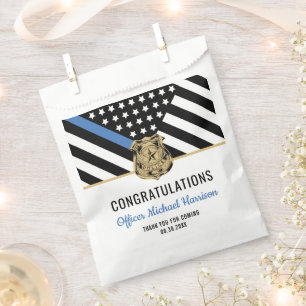 Bolsa De Papel Academia de Policía Línea Azul Felicitación Gradua