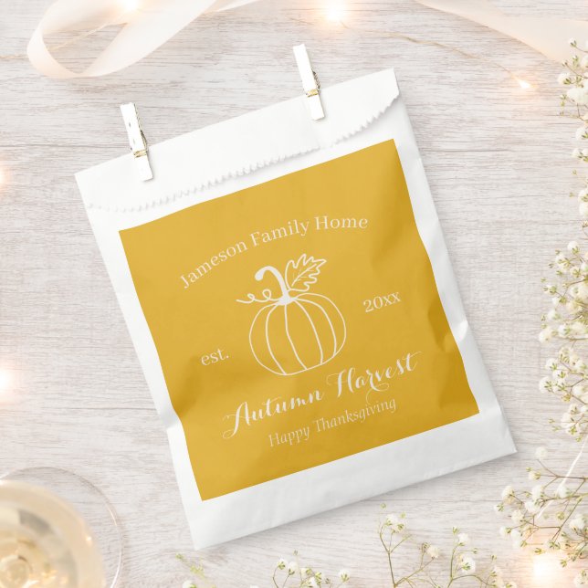 Bolsa De Papel Acción de Gracias de la Familia de Calabazas de la (Cortado)