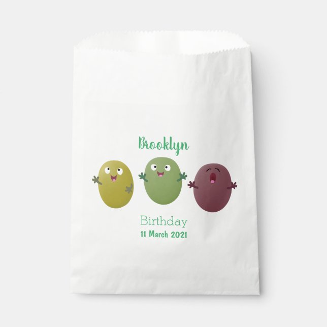 Bolsa De Papel Aceitunas alegres y lindas cantando personalizado (Anverso)