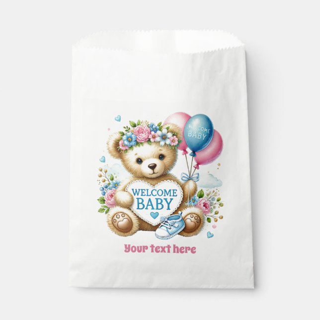 Bolsa De Papel Acogedor personalizable de ducha de bebé (Anverso)