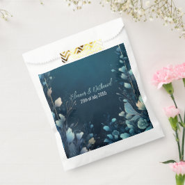 Bolsa De Papel Acuamarina oscura y Boda floral azul Verde azulado