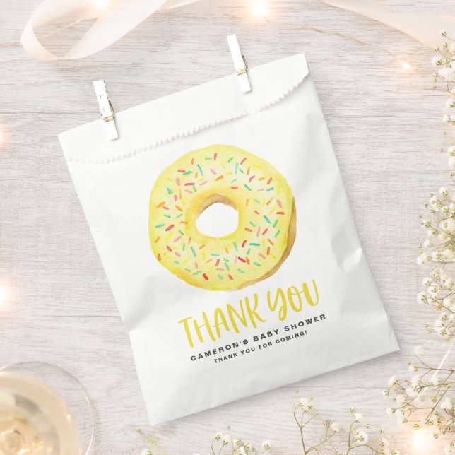 Bolsa De Papel Acuarela Amarillo Rasplante Glazado Donut Gracias (Cortado)
