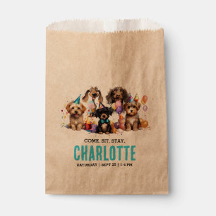 Bolsa De Papel Acuarela Cachorro de perro travieso cumpleaños
