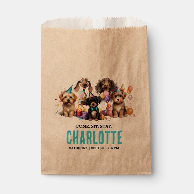 Bolsa De Papel Acuarela Cachorro de perro travieso cumpleaños (Anverso)