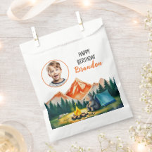 Acuarela Camping Blanco Oso Niños Foto Cumpleaños